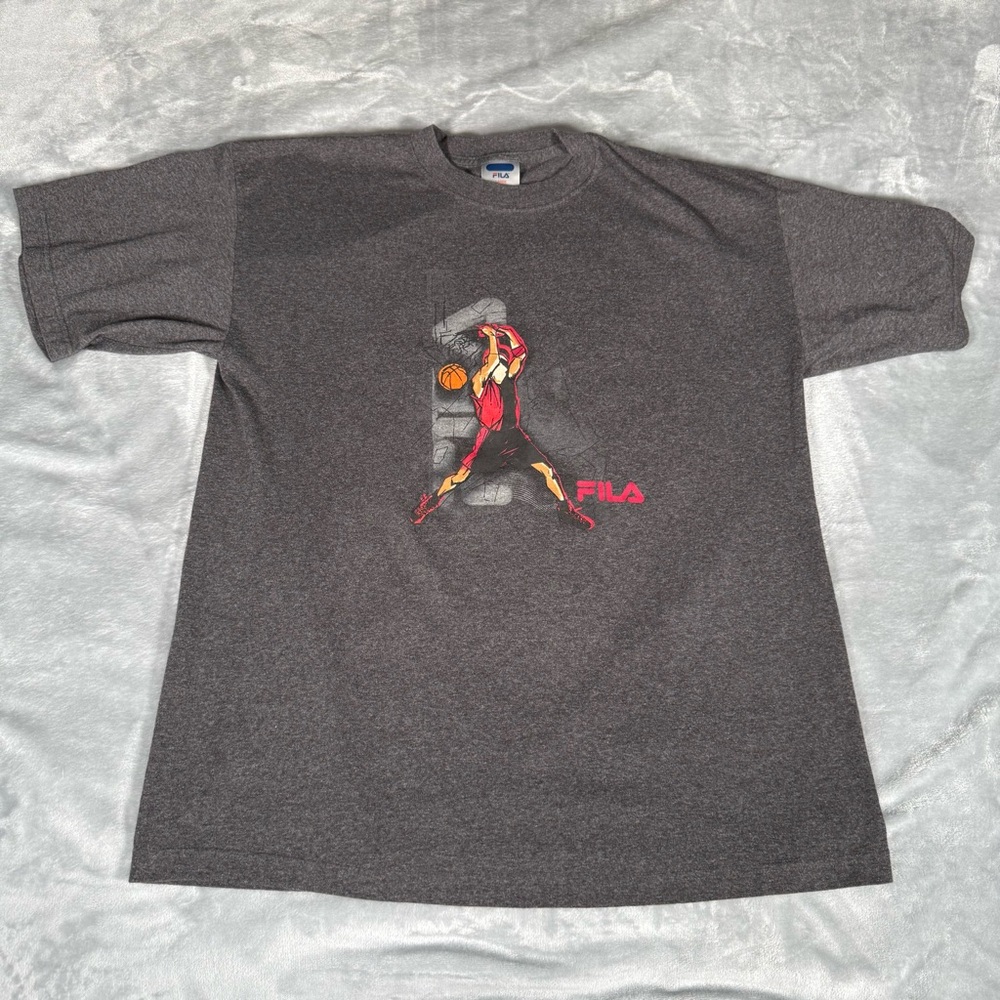 Vintage FILA Streetball Basketball T Shirt Mens L Oversized Fit Gray Y2K - Picture 2 of 6